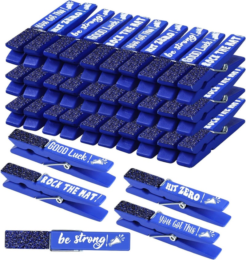 Kigeli 30 Pcs Spirit Clips Cheer Pins Cheerleader Gifts Clothes Pins for Backpacks Competition Glittered for Team Cheer Gifts Stuff Supplies Party Favors Accessories Bulk(Blue,Shiny) - Image 1